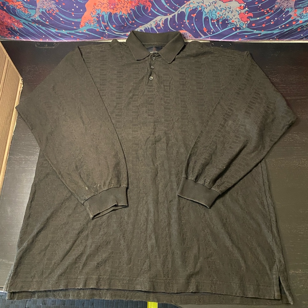 Men's Long Sleeve Blck Polo Shirt